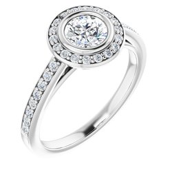 Halo-Styled Bezel-Set Engagement Ring